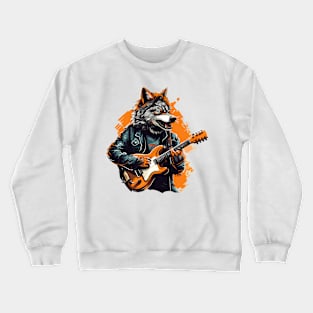 Wolf Playing Guitar Crewneck Sweatshirt